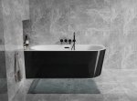 Besco Avita A-line Matt B&W wanna wolnostojąca czarny mat/biały połysk  160 P + syfon klik-klak chrom z przelewem slim WAA16AMPS