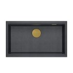 Quadron LOGAN 110 GraniteQ zlewozmywak black diamond 76x44x23,5 cm 1-komorowy wpuszczany z syfonem manualnym złoty HQD7644U8PVDG1I