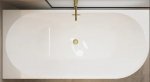 Balneo AVOLA Wanna wolnostojąca narożna lewa 170 x 80 cm biała akrylowa z ramą ze stali nierdzewnej i 6 nóżkami stabilizującymi z przelewem i korkiem złotym J0101040502-2