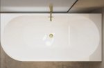 Balneo AVOLA  Wanna wolnostojąca narożna prawa 170 x 80 cm biała akrylowa z ramą ze stali nierdzewnej i 6 nóżkami stabilizującymi z przelewem i korkiem złotym J0101040402-2