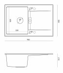 Quadron OWEN 111 GraniteQ zlewozmywak z syfonem Push 2 Open 1-komorowy z/o (760x500x215; kom. 330x430) pure carbon / elementy stalowe HQO7650U7BS