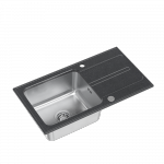 Quadron RALPH 111 Fusion GraniteQ black dotted (czarny) z komorą stalową (780x430x190) z syfonem manualnym i zaślepką FUSR7843CZ
