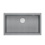 Quadron LOGAN 110 GraniteQ zlewozmywak silver stone 76x44x23,5 cm 1-komorowy podwieszany z syfonem manualnym stal szlachetna HQD7644U5BSU