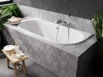 Besco Vica Slim+ wanna symetryczna 150 + syfon z przelewem złoty WAVS150Z+