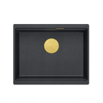 Quadron LOGAN 100 GraniteQ zlewozmywak black diamond 56x45x21,5 cm 1-komorowy podwieszany z syfonem manualnym złoty HQJ6045U8PVDG1U