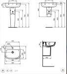 Ideal Standard Esedra Umywalka wisząca 55x45 cm z otworem na baterię, z przelewem, biała T279901