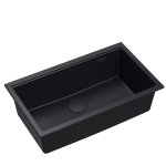 Quadron LOGAN 110 GraniteQ zlewozmywak pure carbon 76x44x23,5 cm 1-komorowy wpuszczany z syfonem manualnym pure carbon HQD7644U7BLMI