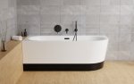 Besco Avita A-line wanna wolnostojąca 160 P + syfon klik-klak gun metal z przelewem slim WAA160APGS