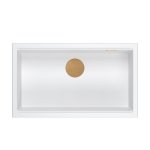 Quadron LOGAN 110 GraniteQ zlewozmywak snow white 76x44x23,5 cm 1-komorowy wpuszczany z syfonem manualnym miedziany HQD7644U1PVDC1I