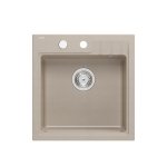 Quadron PETER 110 GraniteQ zlewozmywak granitowy pearl beige (beżowy) 1-komorowy z/o (50x52x20) z syfonem i zaślepką HCQP5052BEZP