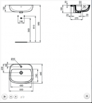 Ideal Standard Esedra Umywalka półblatowa 55x44 cm z otworem na baterię, z przelewem, biała T290501