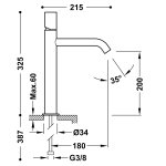 Tres Study bateria umywalkowa złoto matowe 26130701OM