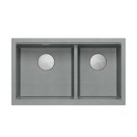QUADRON | LOGAN 120 | granitowy zlewozmywak kuchenny SILVER STONE + STAL | wymiar: 76 x 45 x 23,5 cm | 2-komorowy podwieszany| podbudowa szafki od: 80 cm HQL7645U5BSU