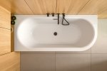 Besco Avita A-line wanna wolnostojąca 160 L + syfon klik-klak czarny z przelewem slim WAA160ALCS