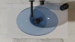 Besco Anya Blue Wave umywalka nablatowa + maskownica czarny matt UMA50BWB