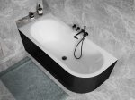 Besco Avita A-line Matt B&W wanna wolnostojąca czarny mat/biały połysk  150 L + syfon klik-klak biały z przelewem slim WAA15AMLBS