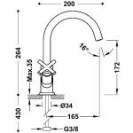 Tres MONTBLANC Bateria dwuuchwytowa wysoka umywalkowa 28320301OM