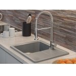 Quadron SALMA NEW SteelQ stalowa bateria kuchenna sprężyna stal szczotkowana z funkcją prysznica 52137BS