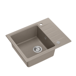Quadron PETER 116 GraniteQ zlewozmywak granitowy soft taupe 1-komorowy z/o (62x50x20) z syfonem i zaślepką HCQP6250ST