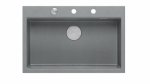 Quadron MARC 110 WORKSTATION GraniteQ zlewozmywak 1-komorowy 760*500*235 mm silver stone + syfon push to open + dozownik stal szcz.+ wkładka ociekowa+ Qmata +deska/ elementy stalowe HQM7650U5BS