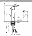 Hansgrohe Logis Jednouchwytowa bateria umywalkowa 110 Fine CoolStart z kompletem odpływowym z cięgłem czarny mat 71254670
