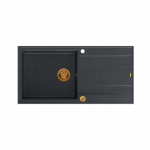 QUADRON EVAN 146 XL GraniteQ zlewozmywak z syfonem Push 2 Open 1-komorowy z/o (1000x500x210; kom. 420x480) black diamond / elementy miedziane HCQE10050U8PVDC1P2O
