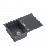 Quadron OWEN 111 GraniteQ zlewozmywak z syfonem Push 2 Open 1-komorowy z/o (760x500x215; kom. 330x430) black diamond / elementy stalowe HQO7650U8BS