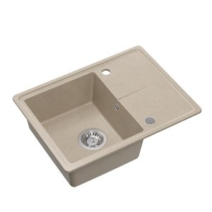 Quadron TONY 116 GraniteQ zlewozmywak granitowy river sand (beż) 1-komorowy z/o (60x45x18,5), z syfonem i zaślepką stal szlachetna HTO6045BEK