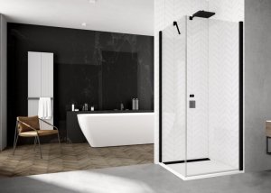 Sanswiss Solino Black Line ścianka boczna 80cm profil czarny SOLT108000607 Sprawdź atrakcyjne rabaty!