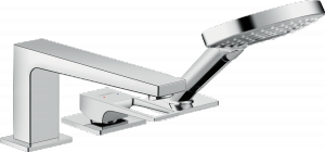 74550000 Hansgrohe Metropol 3-otworowa jednouchwytowa bateria na brzeg wanny z uchwytem Loop, Secuflex