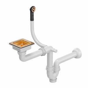 Quadron Odpływ zatyczkowy KWADRATOWY z syfonem 1-komorowy PVD miedź (GRANIT-pionowy), save space 15GR3P2APVDC