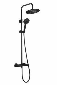 AQG System prysznicowy Nite Czarny z termostatem Nite, Deszczownica Atlas 25 x 25 Czarny 20NITC25NID05