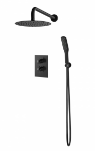 VEDO DESSO NERO Kompletny system natryskowy podtynkowy III TERMO deszczownica o śr. 25 cm VBD4223/25/CZ/TERMO czarny mat