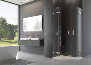 Ronal Sanswiss kabina półokrągła z drzwiami dwuczęściowymi 75-120x200 cm, szkło przezroczyste, profile chrom PU4P50SM11007