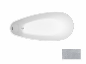 Besco Goya A-line Glam wanna wolnostojąca 160 Srebrna + maskownica syfonu z przelewem biała WA160GSB