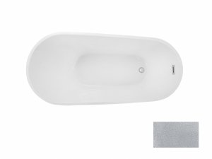 Besco Melody Glam wanna wolnostojąca 170 Srebrna + maskownica syfonu z przelewem czarna WA170MZC