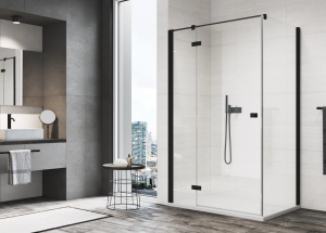 Ronal ścianka boczna 30-120x200 cm, szkło przezroczyste, profile BLACK LINE czarny mat ANT1SM10607