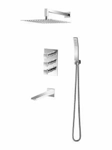 VEDO SETTE CROMO Kompletny system wannowo-natryskowy podtynkowy I TERMO deszczownica 250 x 250 mm VBS7231/25/CH/TERMO chrom