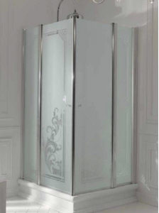 Kerasan Kabina kwadratowa szkło dekoracyjne przejrzyste profile brązowe 100x100 Retro 9148N3