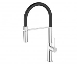 AQG Bateria kuchenna z wylewką elastyczną czarną, Chrom 05BCO500NC