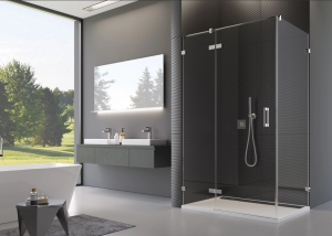 Ronal Sanswiss drzwi jednoczęściowe ze ścianką stałą w linii 90-160x200 cm, szkło satyna, profile chrom PU13GSM11049