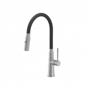 QUADRON bateria kuchenna GINA SteelQ stalowa z elastyczną wylewką, kolor stalowy / wąż czarny 3922505BSBL