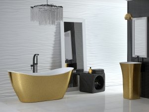 Besco Viya Glam 170 wanna wolnostojąca grafitowa + klik-klak chrom WMD170VG