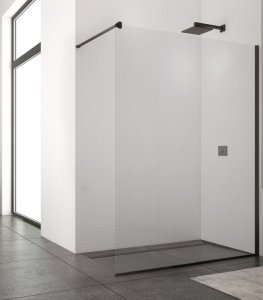 Ronal Sanswiss Easy Black Ścianka prysznicowa Walk-in 90x200 cm profile czarny mat szkło przezroczyste Aquaperle STR4P0900607