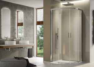 Ronal kabina półokrągła z drzwiami rozsuwanymi 90x200 cm, szkło przezroczyste, profile biały TLSR550900407