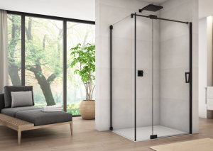 Ronal Sanswiss ścianka boczna 30-90x0-200 cm, szkło przezroczyste, profile BLACK LINE czarny mat CAT5SM10607