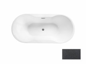 Besco Navia Glam wanna wolnostojąca 160 Grafitowa + maskownica syfonu z przelewem gun metal WA160NGG
