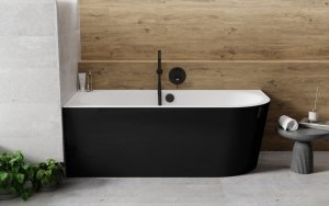 Besco Avita A-line Matt B&W wanna wolnostojąca czarny mat/biały połysk 170 L + syfon chrom z napełnieniem przez przelew WAA17AMLN