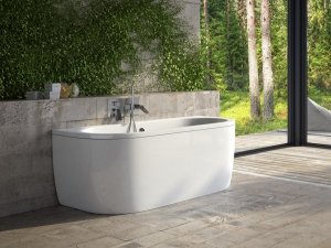 Besco Volya wanna wolnostojąca 140 + syfon klik-klak chrom z przelewem slim WKV140WSS