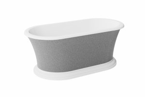 Besco Ziva Glam Srebrna wanna wolnostojąca 160 + klik-klak gun metal czyszczony od góry, postument biały WWA160ZSKGR